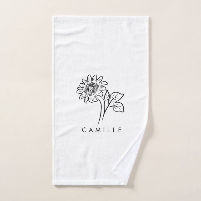 Rustic Wildflower Bridesmaid Name Bath Towel Set (Hand Towel)