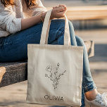 Rustic Wildflower Bridesmaid Name Tote Bag<br><div class="desc">This lovely rustic style bridesmaid tote bag with sketched floral wildflower bouquet and the bridesmaid's name will be great for thank you gifts or favors from the bride and for bachelorette weekend.</div>