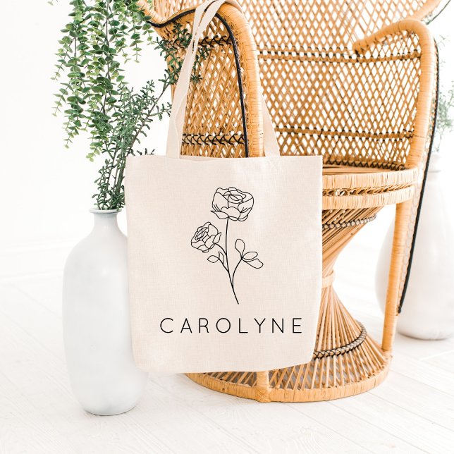 Rustic Wildflower Bridesmaid Name  Tote Bag (Creator Uploaded)