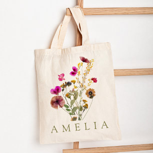 Rustic Wildflower Bridesmaid Name  Tote Bag