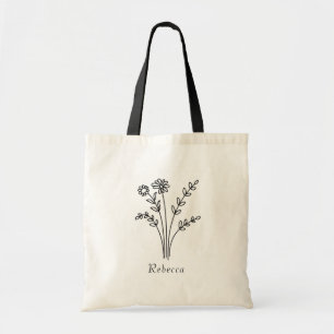 Rustic Wildflower Bridesmaid Name Tote Bag