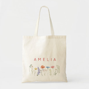 Rustic Wildflower Bridesmaid Name  Tote Bag