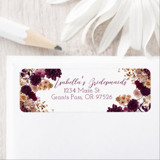 Rustic Wildflower Burgundy & Blush Return Address