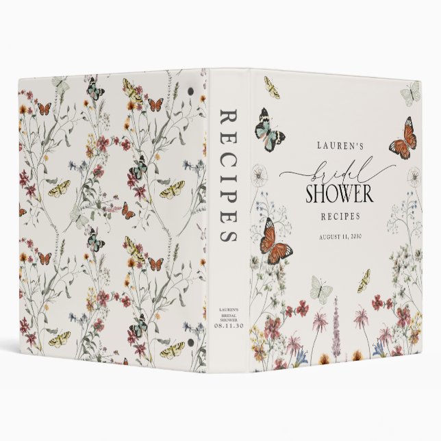 Rustic Wildflower Butterfly Bridal Shower Recipe Binder (Background)