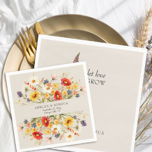 Rustic Wildflower Colourful Summer Autumn Floral Napkin