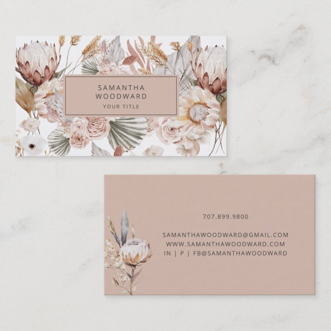 Rustic Wildflower Cream Terracotta Professional Business Card (Front/Back)