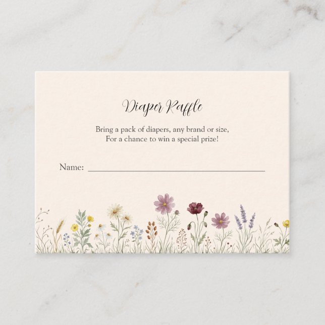 Rustic Wildflower Diaper Raffle Tickets Enclosure Card (Front)