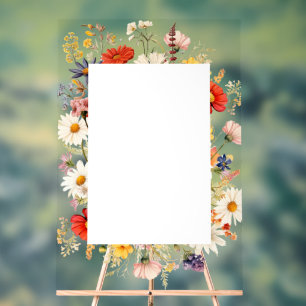 Rustic Wildflower Elegant Country Floral Acrylic Sign