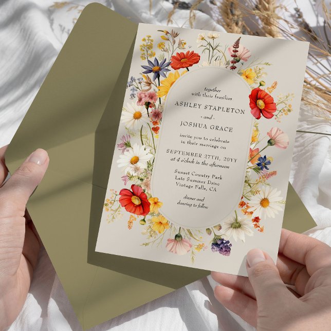 Rustic Wildflower Elegant  Floral Wedding Invitation (Elegant modern floral wedding invitation from my Rustic Wildflower Wedding Collection)