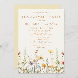 Rustic Wildflower Engagement Party Invitation
