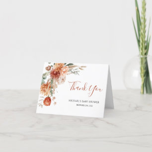 Rustic Wildflower Fall in Love Baby Shower Folded Thank You Card