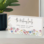 Rustic Wildflower Family Name and Kids Names Wooden Box Sign<br><div class="desc">Rustic wildflower wooden box sign personalized with family name, kids name or everyone's first names and established date. The design features watercolor country wild flowers including poppy, daisy, cornflower, coneflower, clover and seedhead. It is lettered with casual modern script and classic typography. Feel free to change the font or background...</div>