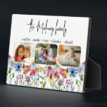 Rustic Wildflower Family Name Kids Names 3 Photo Plaque<br><div class="desc">Rustic wildflower photo display personalized with 3 of your favourite photos, family name, kids name or everyone's first names. The design features watercolor country wild flowers including poppy, daisy, cornflower, coneflower, clover and seedhead. Your photos are displayed in rounded rectangle shapes and, if you have any problems with placement, try...</div>
