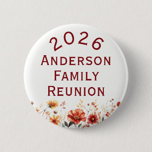 Rustic Wildflower Family Reunion Bulk Roll 2 Inch Round Button