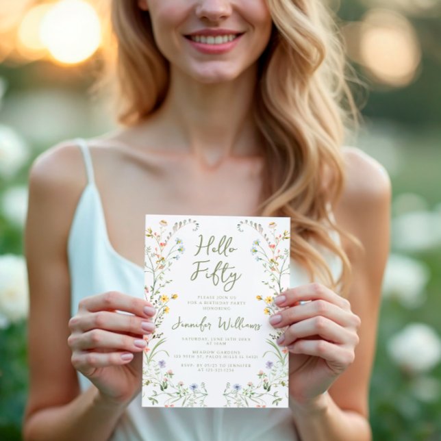 Rustic Wildflower Floral 50th Birthday Invitation (Creator Uploaded)