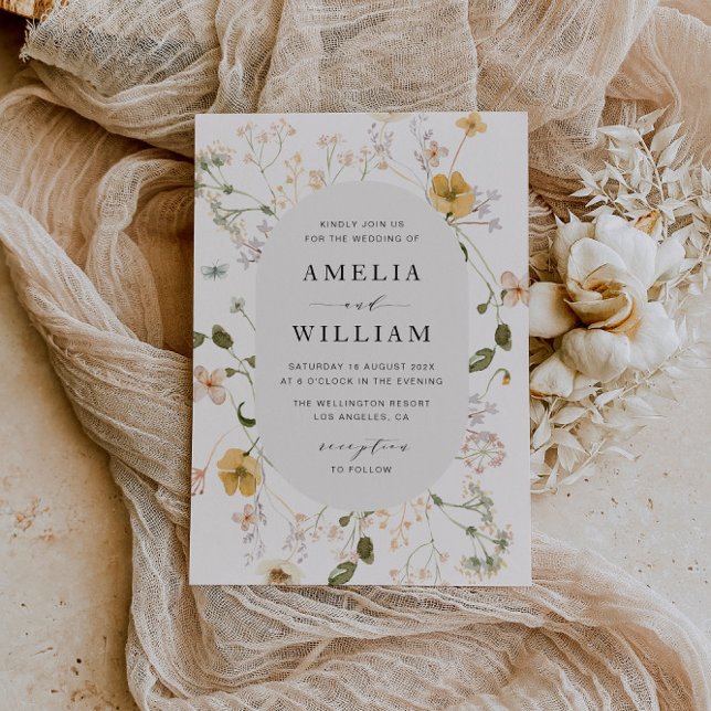 rustic wildflower floral frame wedding invitation (Creator Uploaded)