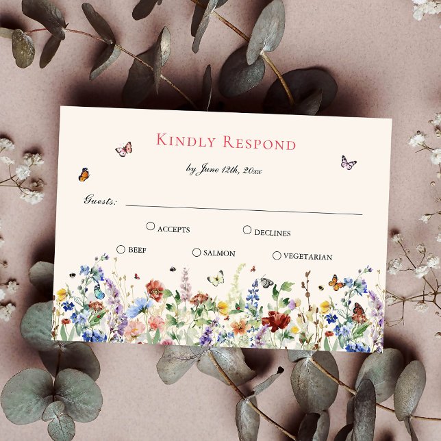 Rustic Wildflower Floral Wedding RSVP Card (Creator Uploaded)