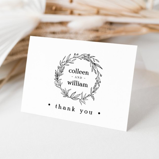 Rustic Wildflower Folk Floral Wedding Thank You Card (Creator Uploaded)