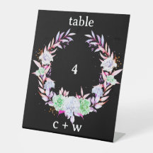 Rustic Wildflower Folk Wreath Wedding Table Number
