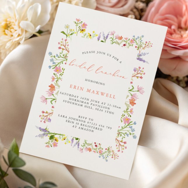 Rustic Wildflower Frame Bridal Luncheon Invitation (Creator Uploaded)