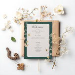 Rustic Wildflower Frame Emerald Green Wedding Program<br><div class="desc">This wedding program features an elegant emerald green background, which exudes a sense of sophistication and richness. The deep green hue creates a captivating backdrop that sets the tone for a memorable celebration. Surrounding the text, delicate and rustic watercolor wildflowers and a cream text box are artistically arranged. These charming...</div>