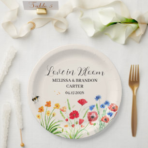 Rustic Wildflower Garden Spring Watercolor Wedding Paper Plate