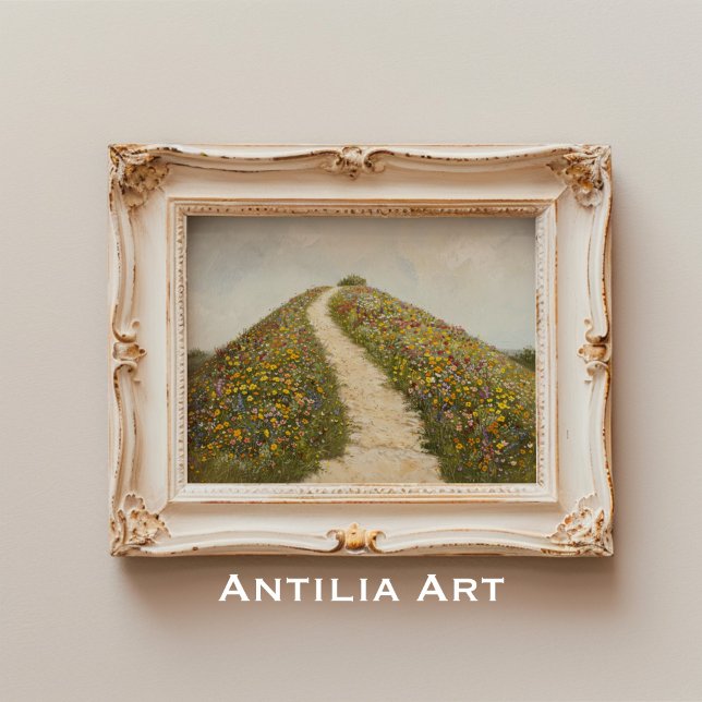 Rustic Wildflower Hill Painting Flower Meadow Poster (Creator Uploaded)