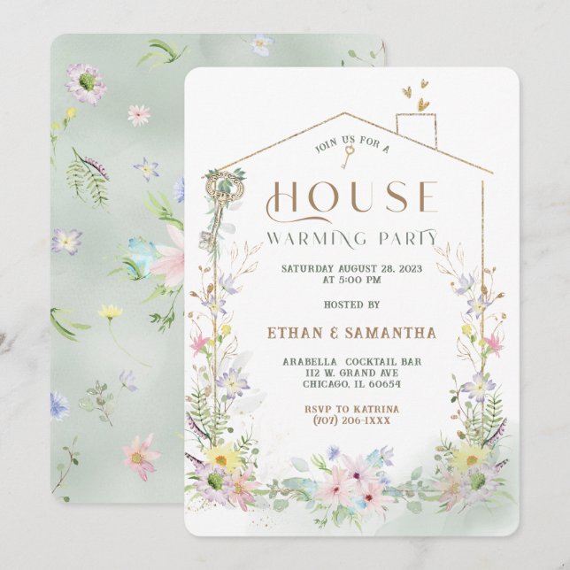 Rustic Wildflower Housewarming Party Template (Front/Back)
