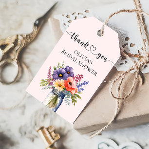 Rustic Wildflower Mason Jar  Bridal Shower Favour  Gift Tags