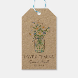 Rustic Wildflower Mason Jar Love and Thanks Gift Tags
