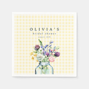 Rustic Wildflower Mason Jar Picnic Baby Shower Napkin