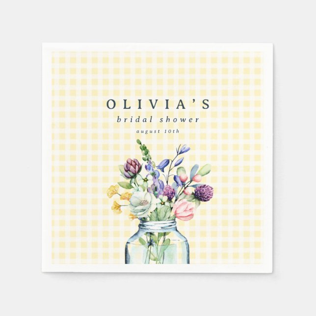 Rustic Wildflower Mason Jar Picnic Baby Shower Napkin (Front)