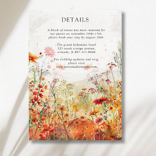 Rustic Wildflower Meadow Fall Wedding Details Enclosure Card