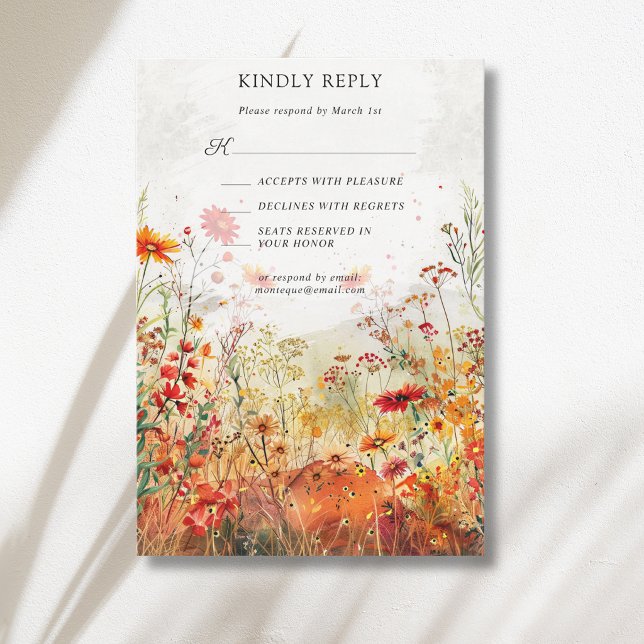 Rustic Wildflower Meadow Fall Wedding RSVP Card (Creator Uploaded)