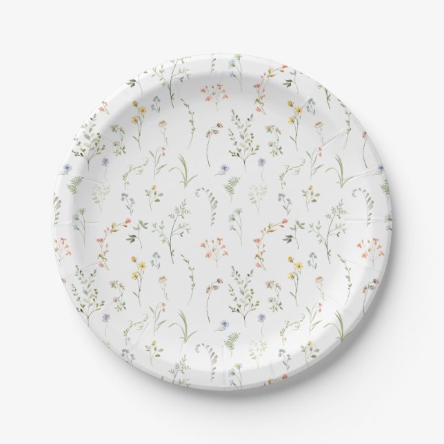 Rustic Wildflower Meadow Flower Wedding in Bloom Paper Plate (Front)