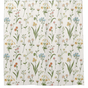 Rustic Wildflower Meadow Hand Drawn Multicolored