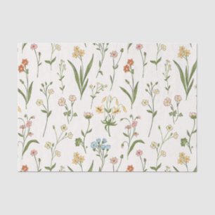 Rustic Wildflower Meadow Hand Drawn Multicolored Tissue Paper