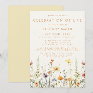 Rustic Wildflower Memorial Service Funeral Invitation