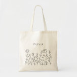 Rustic Wildflower Minimalist Name Tote Bag<br><div class="desc">Modern minimalist rustic style design featuring sketched wildflower composition. Great for bridal shower or wedding. Personalize it with your name or any other text.</div>