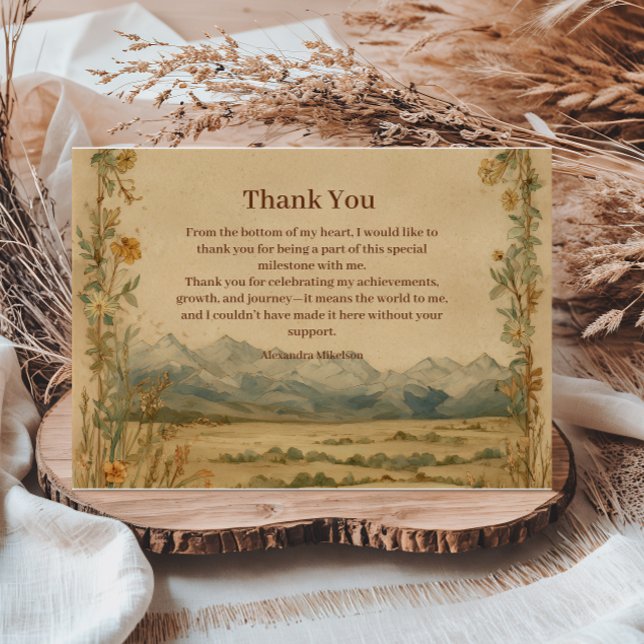 Rustic Wildflower Mountain Birthday Thank You Card (Creator Uploaded)