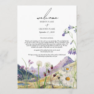 Rustic Wildflower Mountain Itinerary Wedding  Program