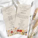 Rustic Wildflower Neutral Floral Wedding Program<br><div class="desc">Rustic wildflower wedding program with elegant floral design. The program has a border of vibrant vintage botanical wild flowers and detailed blooms in rich, warm earthy neutral tones. A gorgeous design with summer and fall colours of red orange yellow pink blue and cream on a neutral background, helping you set...</div>