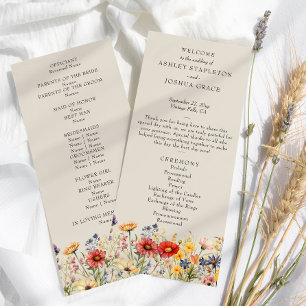 Rustic Wildflower Neutral Floral Wedding Program