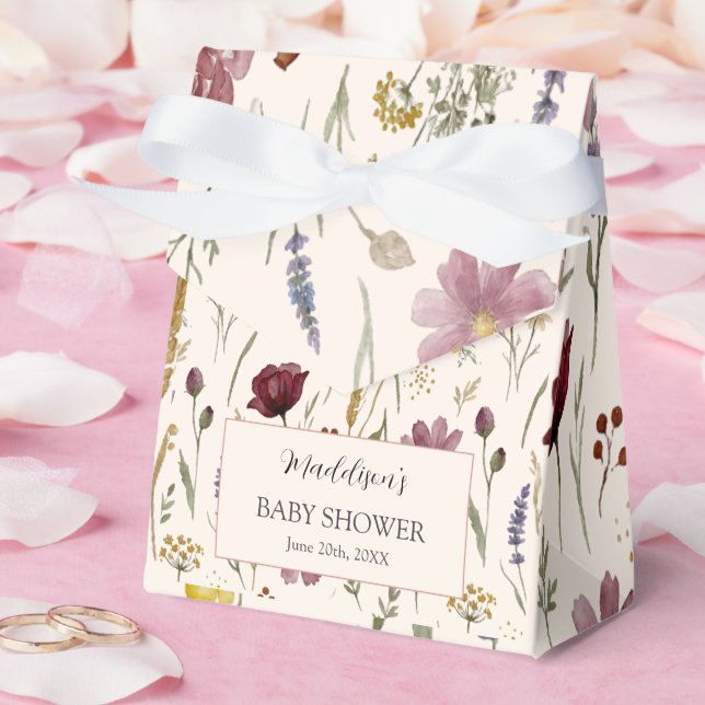 Rustic Wildflower Pattern Baby Shower Favour Tent Favor Box (Wedding)