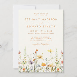 Rustic Wildflower QR Code Wedding Invitation