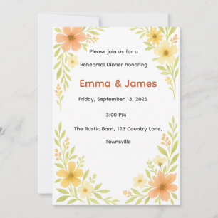 Rustic Wildflower Rehearsal Dinner Invitation
