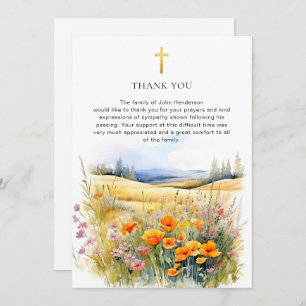 Rustic Wildflower Religious Funeral Thank You Card