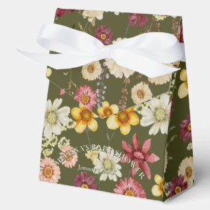 Rustic wildflower sage green baby shower favor box