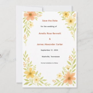 Rustic Wildflower Save the Date Card