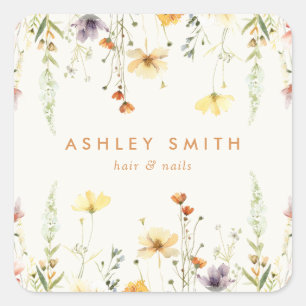Rustic Wildflower Square Sticker